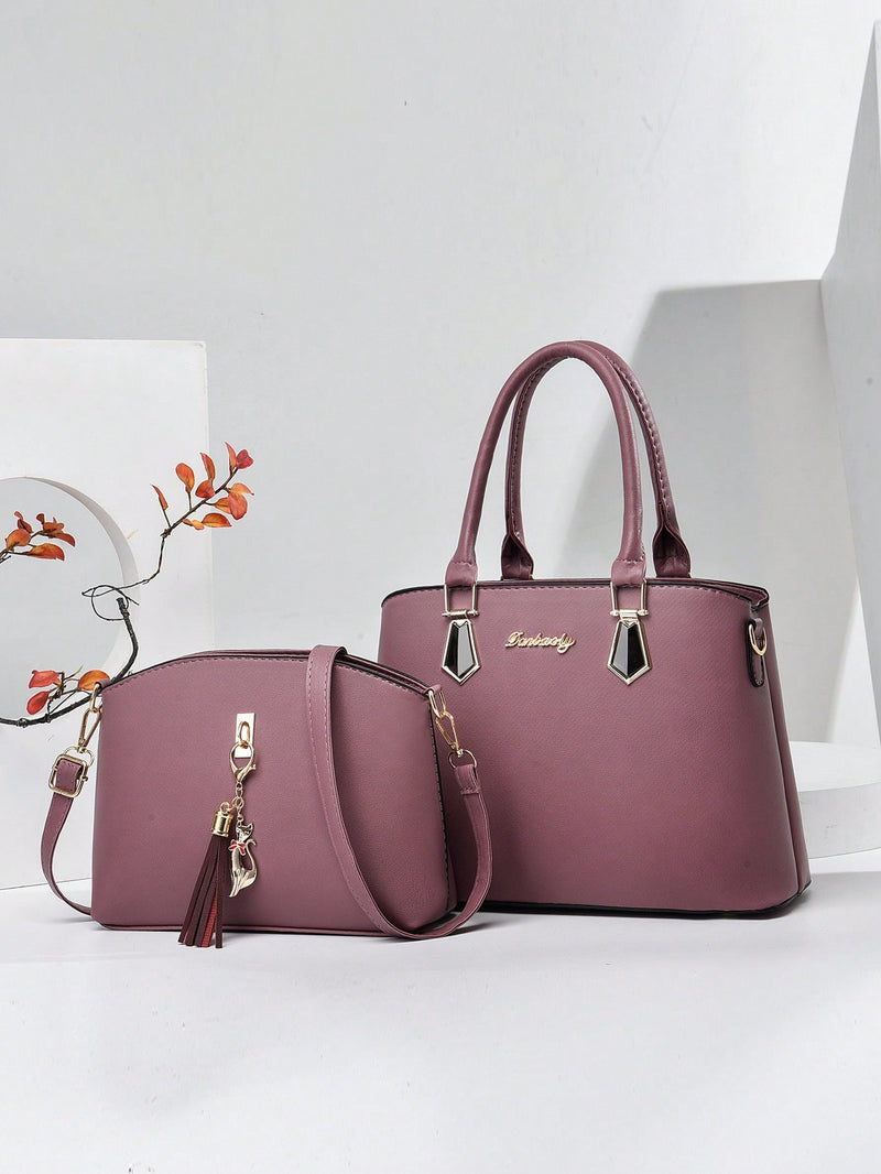 PLANEE Large Capacity, Business Casual, Classic, Fashionable 2Pcs Bag Set Tote Bag, Crossbody Bag Letter & Tassel Decor, Best Work Bag for Women, Perfect for Business, Outdoors, Back to School, Gift for Mother, Lightweight, Women College Students
